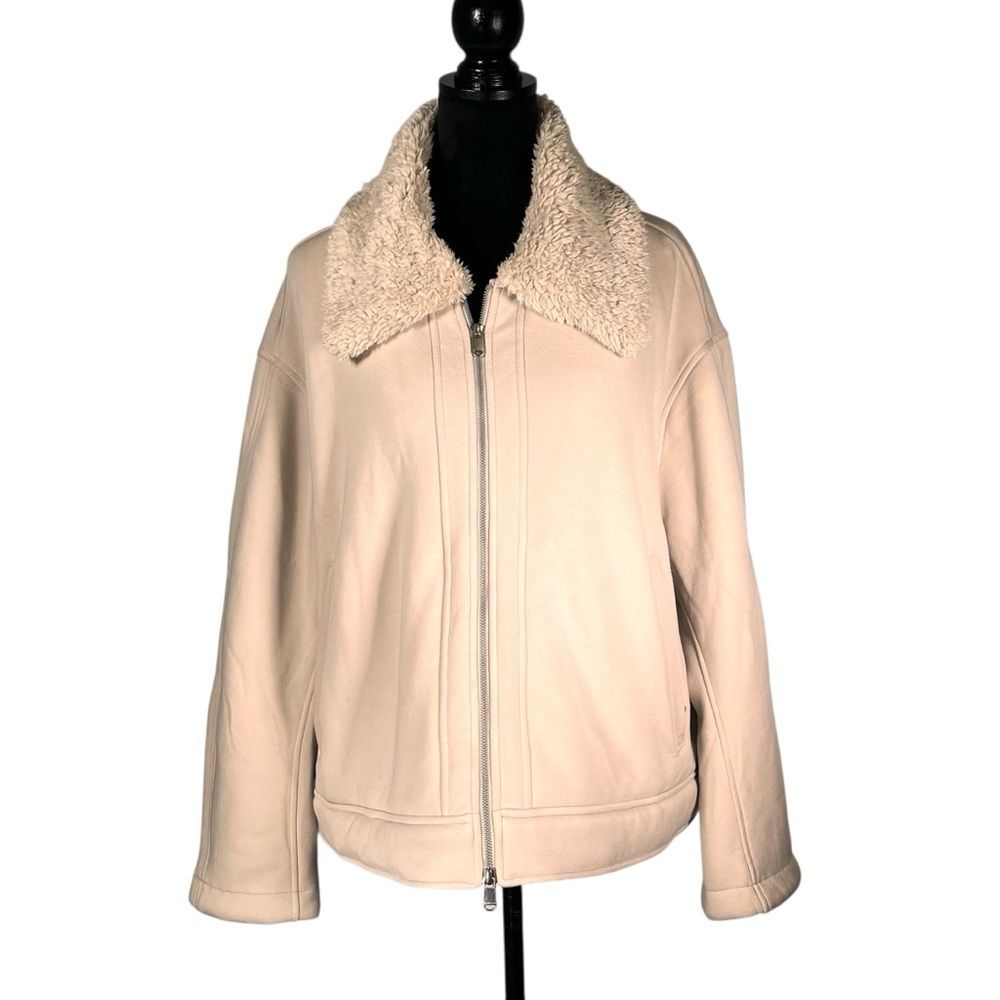 Athleta Gray Sherpa Jacket Lined Full Zip Sweatshirt Swing Westbound Fleece